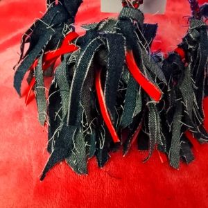 String Bling Jean and leather Earrings